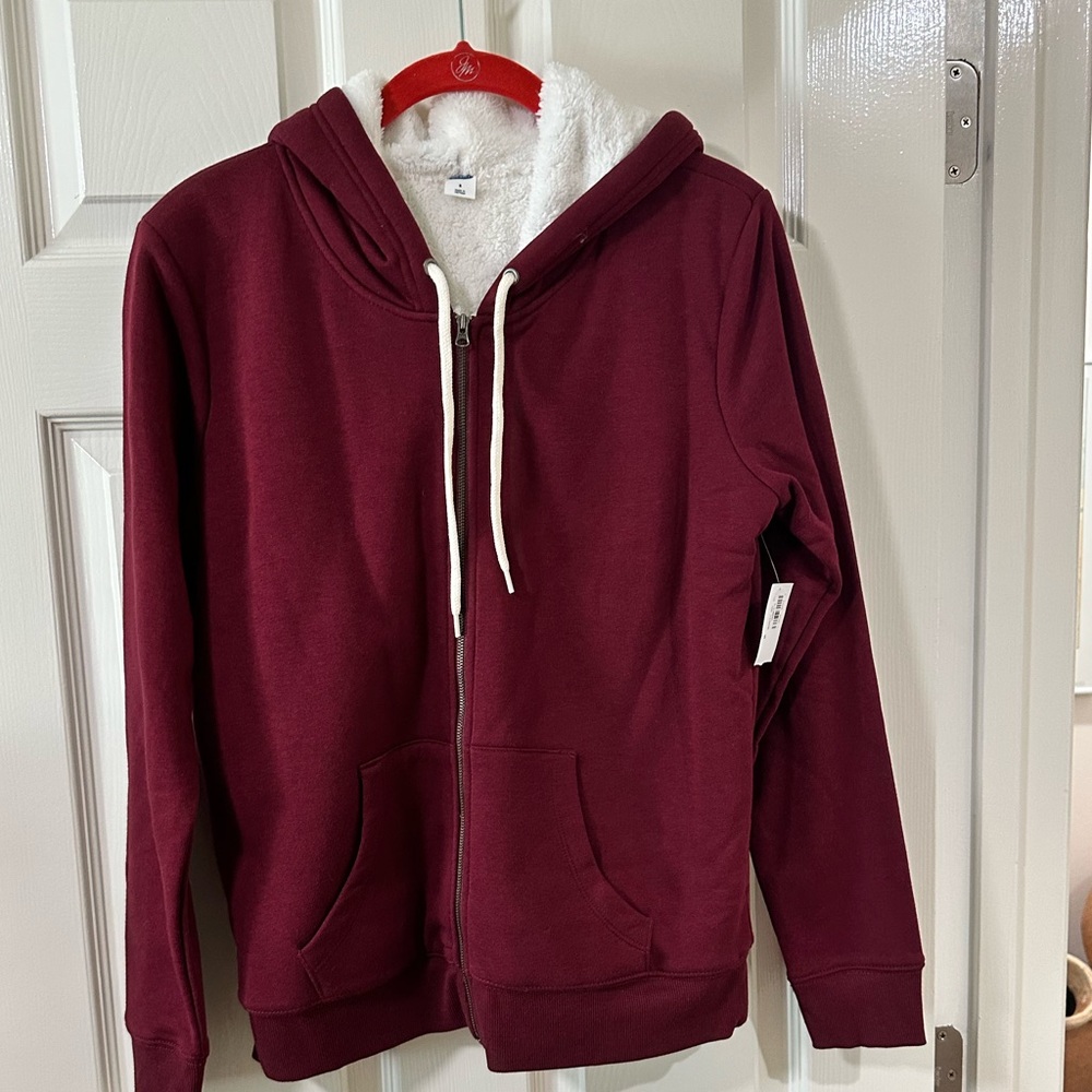 Old Navy Sherpa Lined Hoodie Dark burgundy Small new